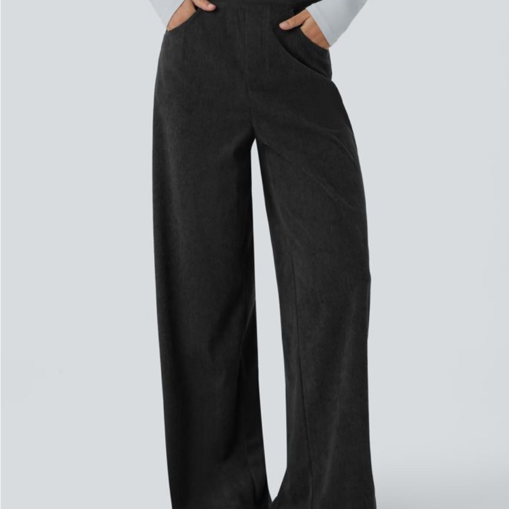 Halara High Waisted Pockets Wide Leg Corduroy Work Pants